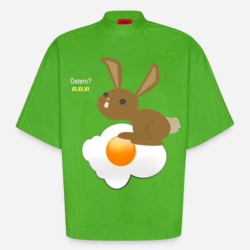 Bunny Easter Egg Egg Egg - Heavyweight Oversized Organic Boxy T-Shirt Made in EU - Apple Neon
