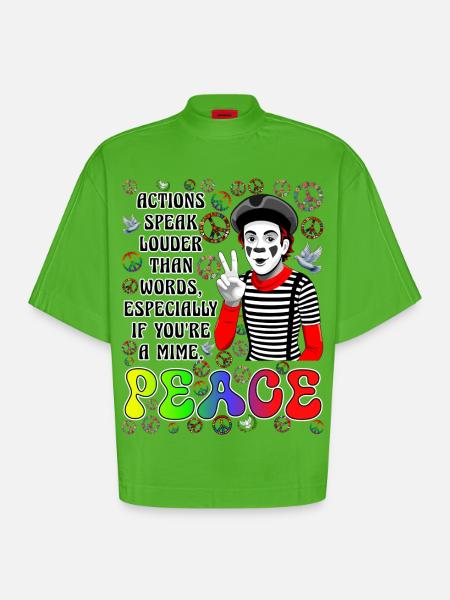 Frieden ist das Wichtigste - Heavyweight Oversized Organic Boxy T-Shirt Made in EU - Apple Neon