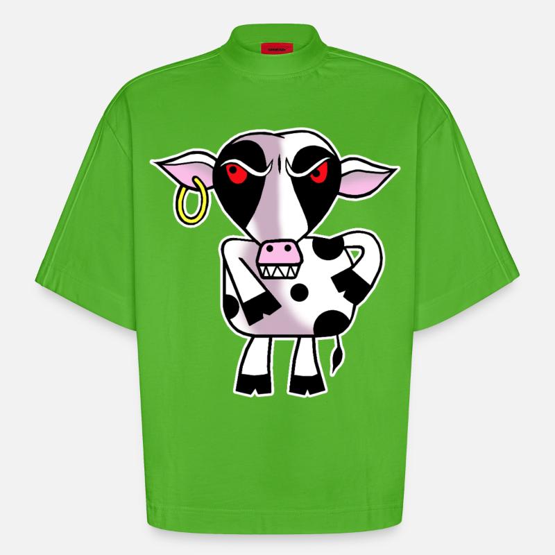 Wütende Kuh - Heavyweight Oversized Organic Boxy T-Shirt Made in EU - Apple Neon
