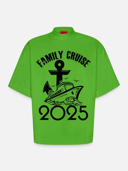 Family cruise 2025 - Heavyweight Oversized Organic Boxy T-Shirt Made in EU - Apple Neon