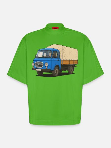 Plateau Est - T-shirt bio épais oversize Boxy fabriqué en UE - Apple Neon