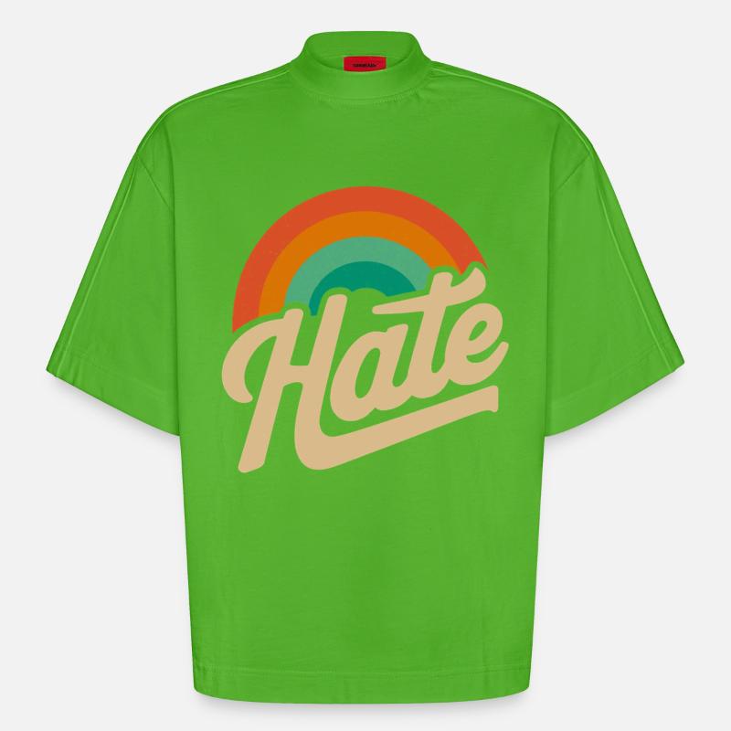 Hate aber auf eine nette weise - Heavyweight Oversized Organic Boxy T-Shirt Made in EU - Apple Neon