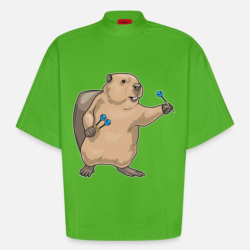 Fléchette Castor Fléchette - T-shirt bio épais oversize Boxy fabriqué en UE - Apple Neon