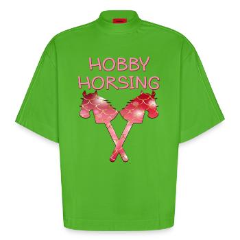 HOBBY HORSING PFERDE - Heavyweight Oversized Organic Boxy T-Shirt Made in EU - Apple Neon - Vorne
