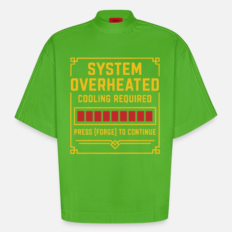 Surchauffe du système – Forge Tee - T-shirt bio épais oversize Boxy fabriqué en UE - Apple Neon