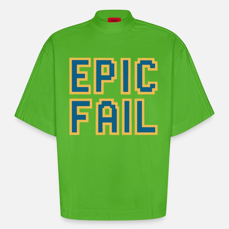 Epic fail - meme di gioco retrò a 8 bit - Maglietta boxy ecologica oversize Heavyweight Made in UE - Apple Neon