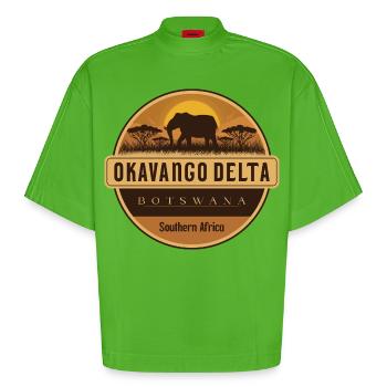 Okavango delta , Botswana - Heavyweight Oversized Organic Boxy T-Shirt Made in EU - Apple Neon - Vorne