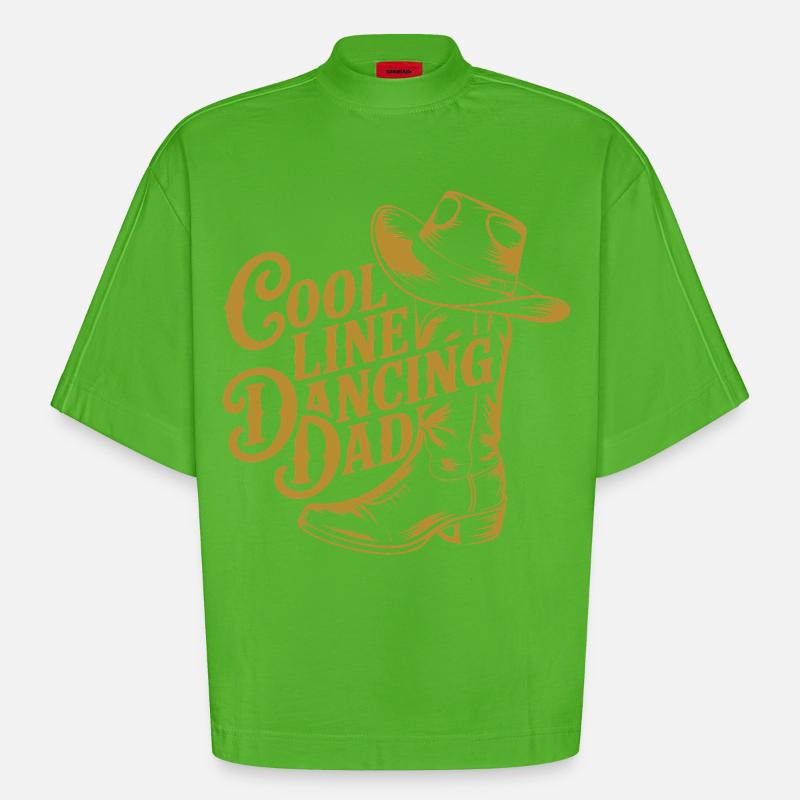 Line dance dad cool dancing dad - Heavyweight Oversized Organic Boxy T-Shirt Made in EU - Apple Neon