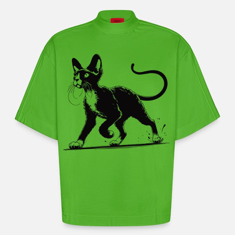 Devon Rex Design – Charmant und einzigartig - Heavyweight Oversized Organic Boxy T-Shirt Made in EU - Apple Neon
