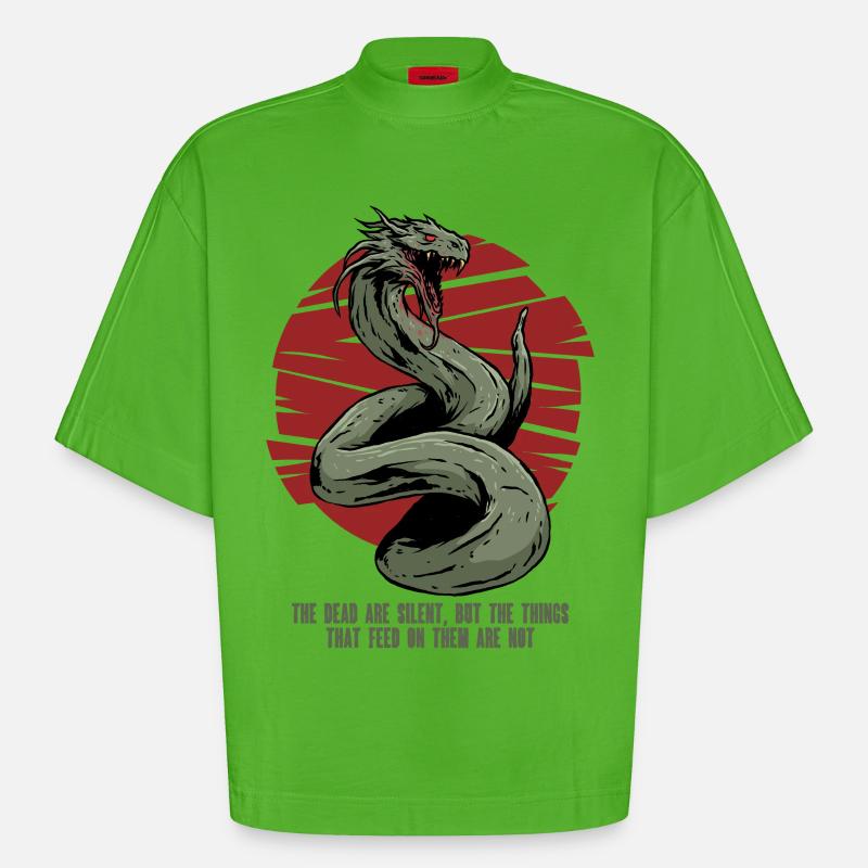 Basilisk Mythological Creatures - Heavyweight Oversized Organic Boxy T-Shirt Made in EU - Apple Neon