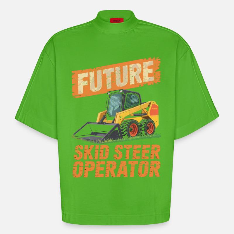 Opérateur de chargeuse compacte Chargeuse compacte - T-shirt bio épais oversize Boxy fabriqué en UE - Apple Neon