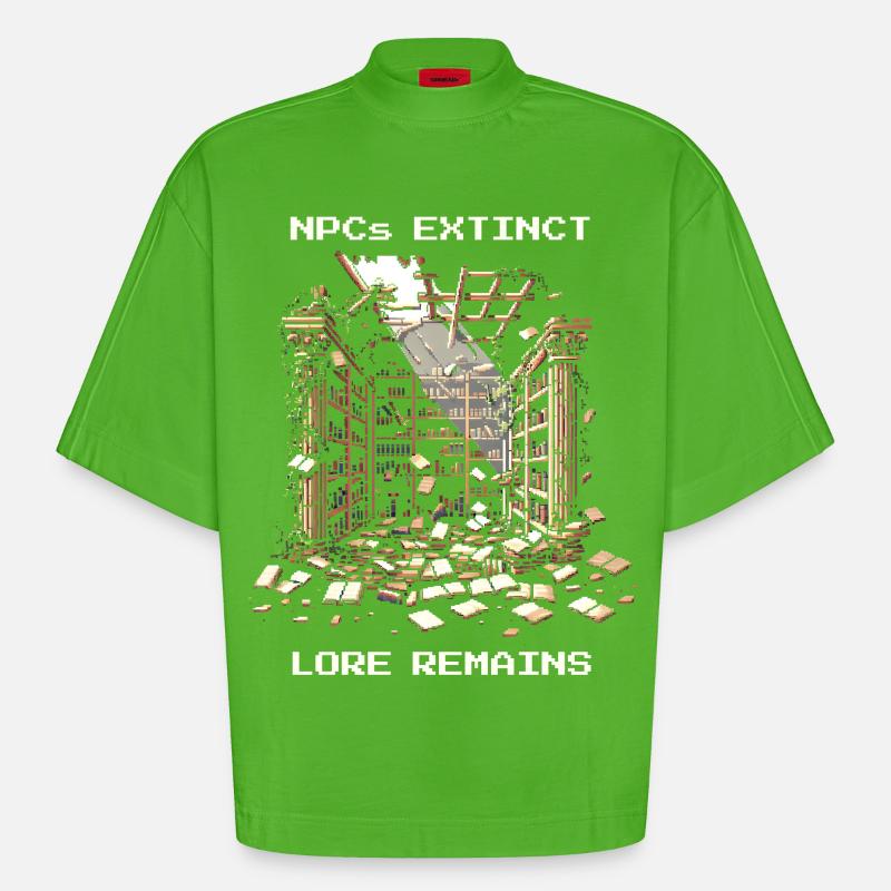 Les PNJ disparus, l’histoire reste | Post-apocalyptique - T-shirt bio épais oversize Boxy fabriqué en UE - Apple Neon