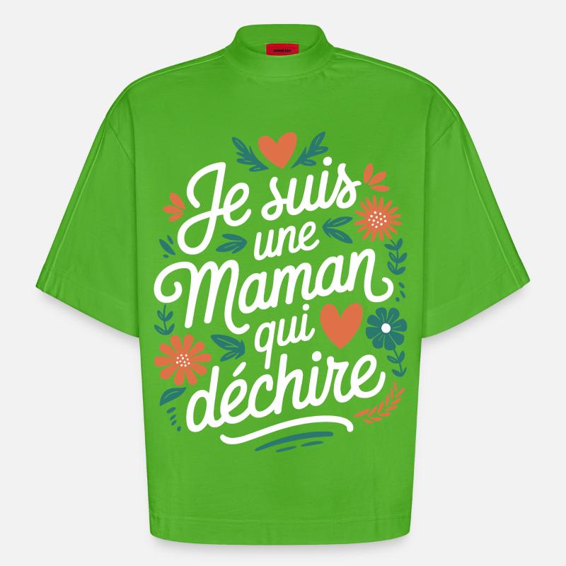 Ich bin eine Killer-Mutter - Heavyweight Oversized Organic Boxy T-Shirt Made in EU - Apple Neon