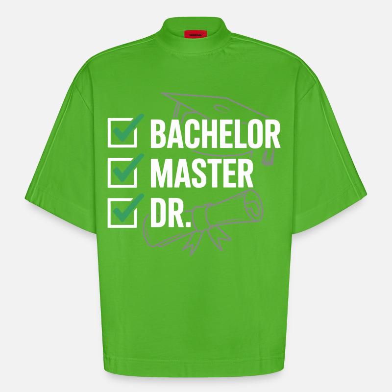 Abschlussbanner Bachelor Master Dr - Heavyweight Oversized Organic Boxy T-Shirt Made in EU - Apple Neon