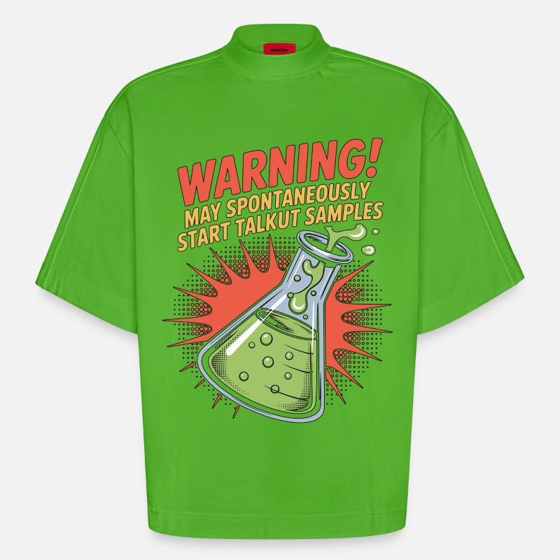 Lab Technician Warning May Spontaneously Scientist - Heavyweight Oversized Organic Boxy T-Shirt Made in EU - Apple Neon