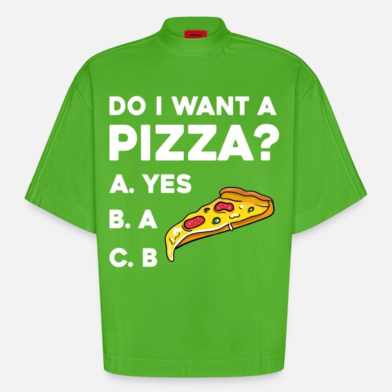 Pizza Frage: Ja oder Nein - T-shirt bio épais oversize Boxy fabriqué en UE - Apple Neon