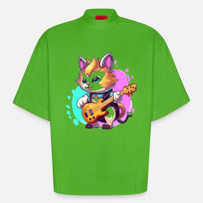 Patchwork donkey in doodle style - Heavyweight Oversized Organic Boxy T-Shirt Made in EU - Apple Neon