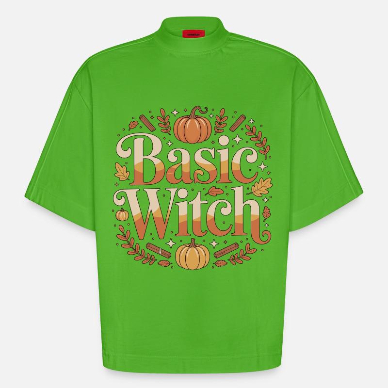 Witchcraft Basic Witch Enchanted Tarot Reading - Heavyweight Oversized Organic Boxy T-Shirt Made in EU - Apple Neon