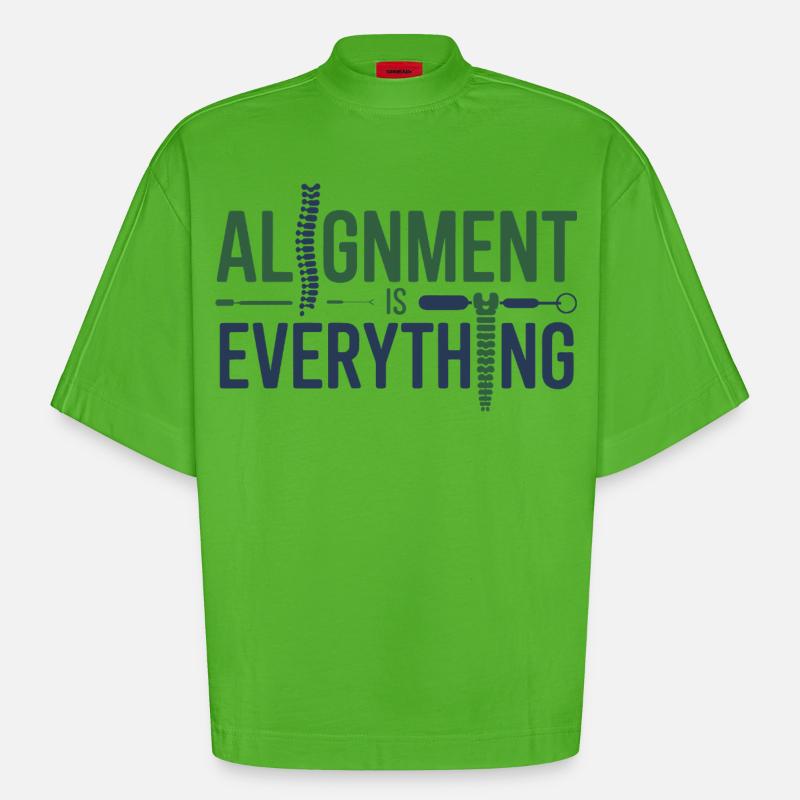Chiropractor Alignment Is Everything Professional  - Heavyweight Oversized Organic Boxy T-Shirt Made in EU - Apple Neon