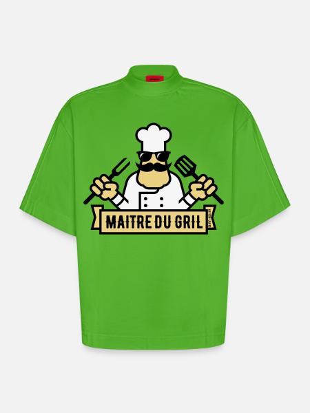 Grill Master (Grill / BBQ / BBQ / 3C) - Heavyweight Oversized Organic Boxy T-Shirt Made in EU - Apple Neon