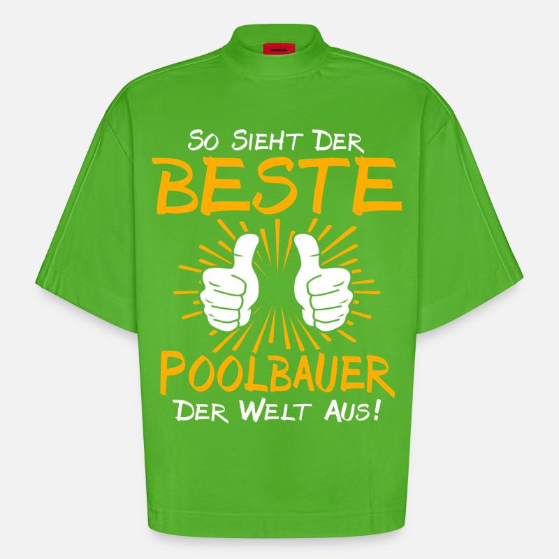 Idée cadeau pour constructeur de piscines - T-shirt bio épais oversize Boxy fabriqué en UE - Apple Neon