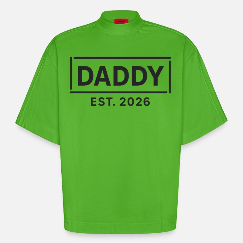 DADDY 2026 Stolzer werdender Vater - Heavyweight Oversized Organic Boxy T-Shirt Made in EU - Apple Neon