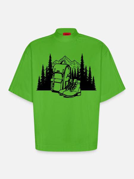 Absolute black, where it all begins - Heavyweight Oversized Organic Boxy T-Shirt Made in EU - Apple Neon