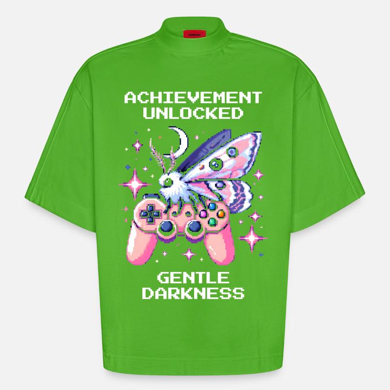 Douce obscurité déverrouillée | Goth doux - T-shirt bio épais oversize Boxy fabriqué en UE - Apple Neon