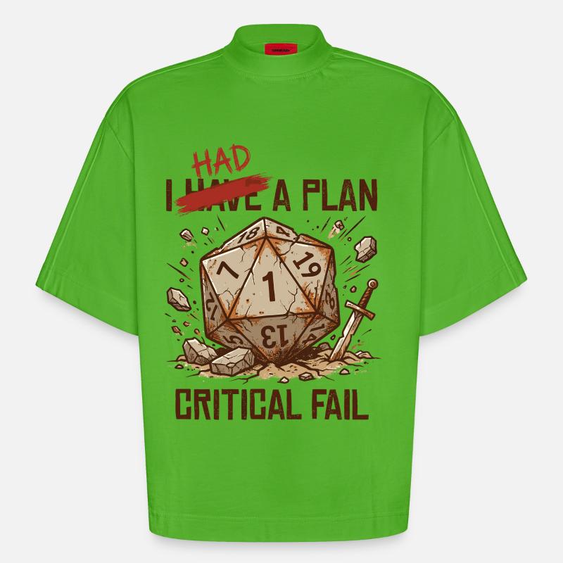 Échec critique – J’avais un plan cube - T-shirt bio épais oversize Boxy fabriqué en UE - Apple Neon