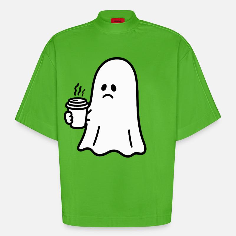 Geist Kaffee Halloween Süßes oder Saures - Heavyweight Oversized Organic Boxy T-Shirt Made in EU - Apple Neon