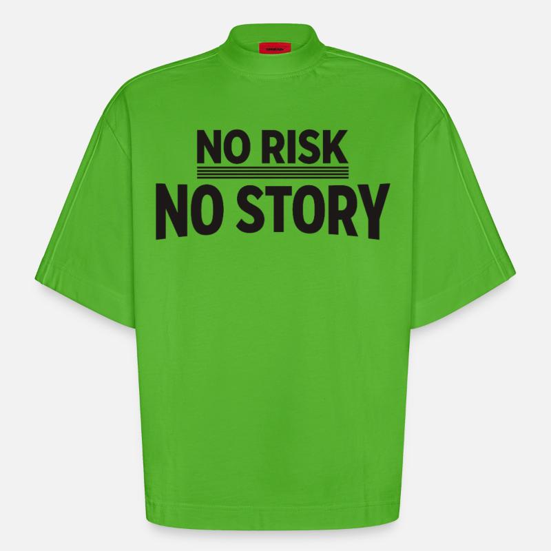 AUCUN RISQUE SANS HISTOIRE Déclaration d’aventure - T-shirt bio épais oversize Boxy fabriqué en UE - Apple Neon