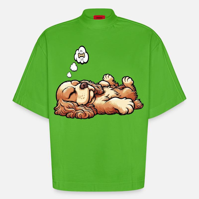 Cocker Spaniel Cockerhund Cocker Spaniel Besitzer - Heavyweight Oversized Organic Boxy T-Shirt Made in EU - Apple Neon