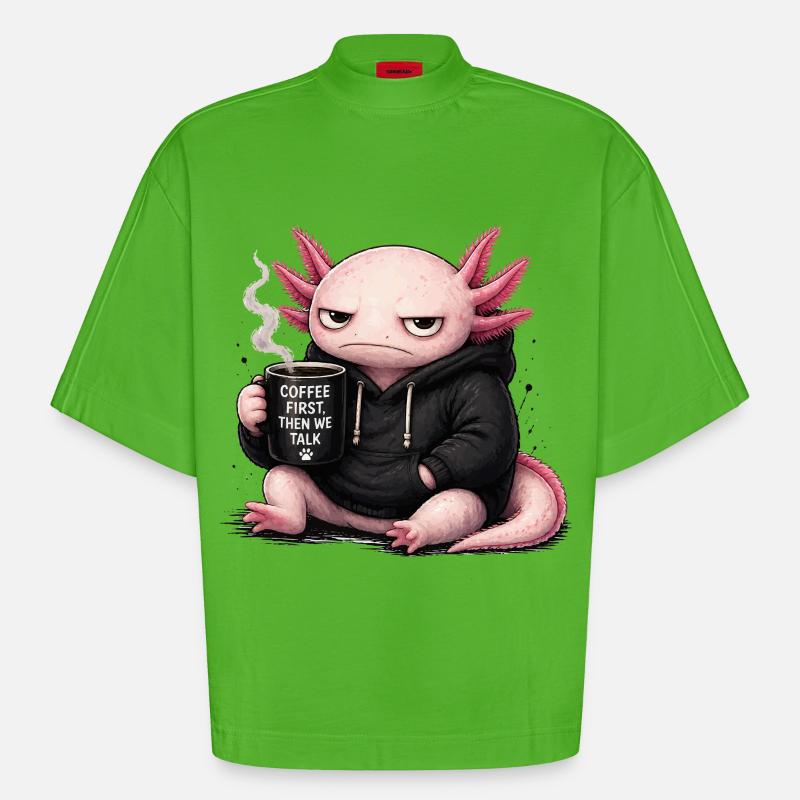 Sweat à capuche Coffee Dragon Pull - T-shirt bio épais oversize Boxy fabriqué en UE - Apple Neon