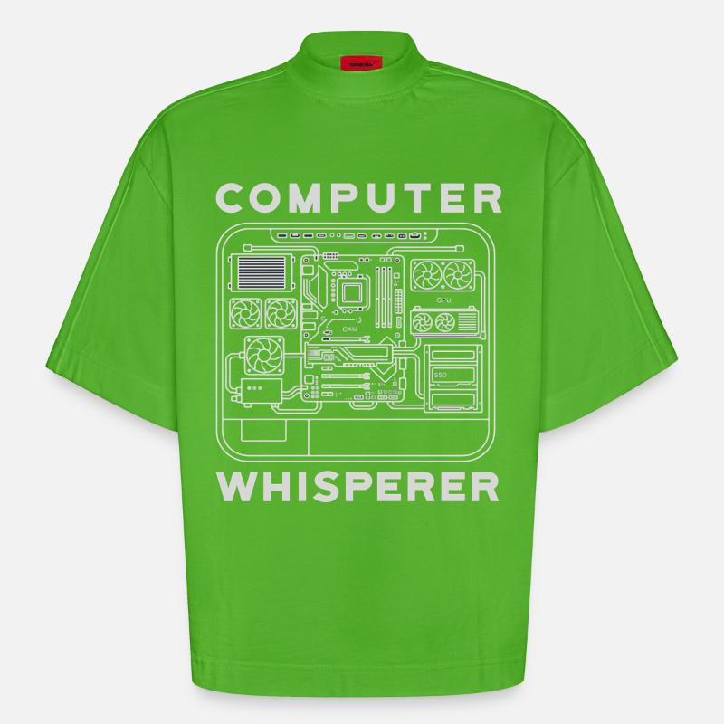 Computer Flüsterer Motherboard Hardware PC - Heavyweight Oversized Organic Boxy T-Shirt Made in EU - Apple Neon