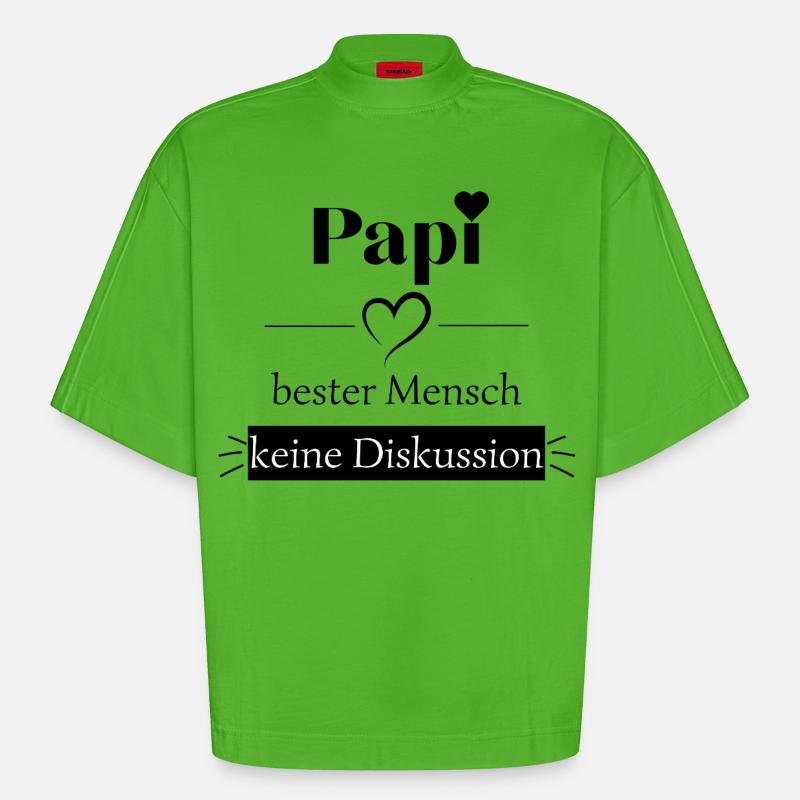 Papi bester Mensch - keine Diskussion - Heavyweight Oversized Organic Boxy T-Shirt Made in EU - Apple Neon