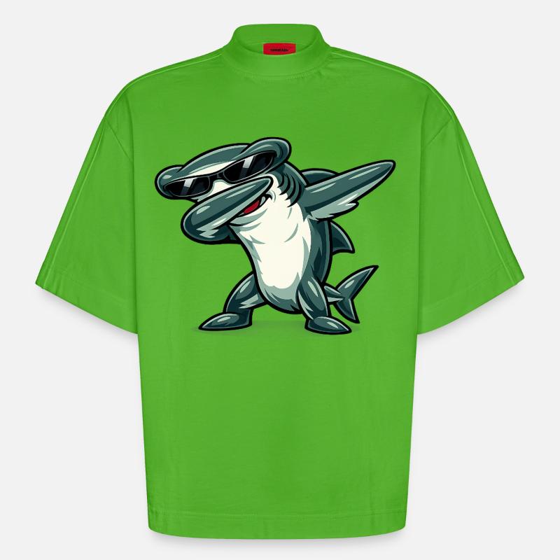 Requin-marteau à dabber - T-shirt bio épais oversize Boxy fabriqué en UE - Apple Neon