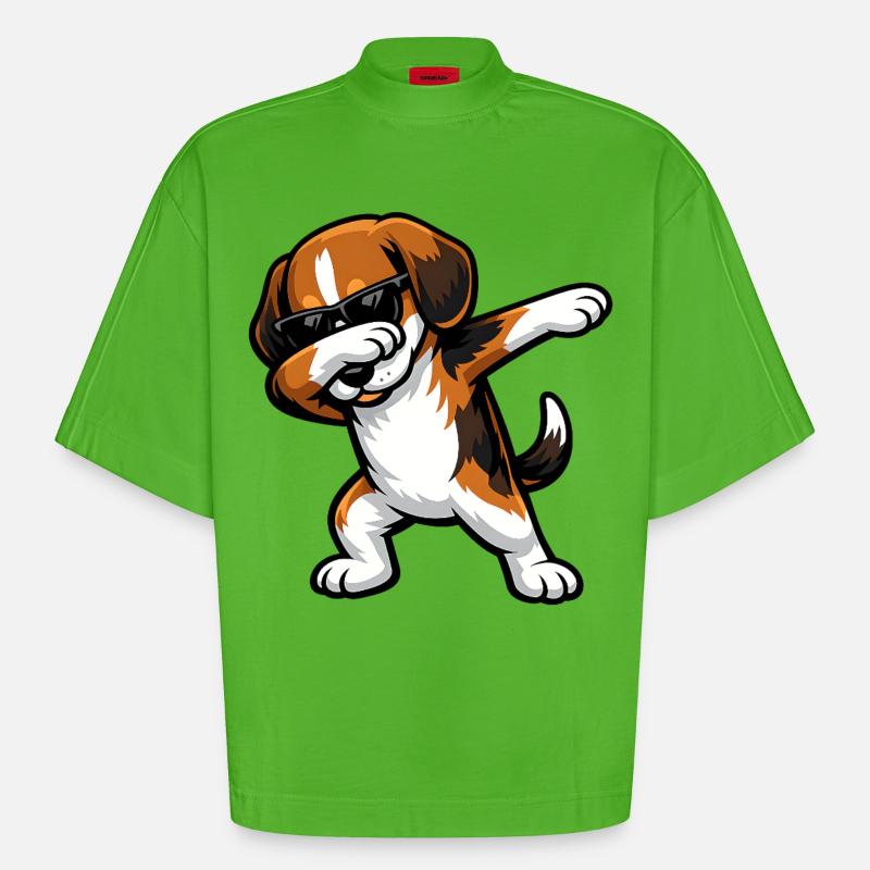 Dapping Beagle - T-shirt bio épais oversize Boxy fabriqué en UE - Apple Neon