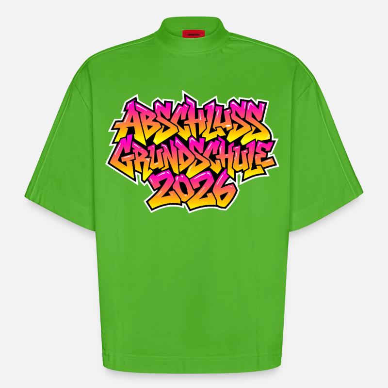 Elementary School Graduation 2026 Graffiti - Heavyweight Oversized Organic Boxy T-Shirt Made in EU - Apple Neon