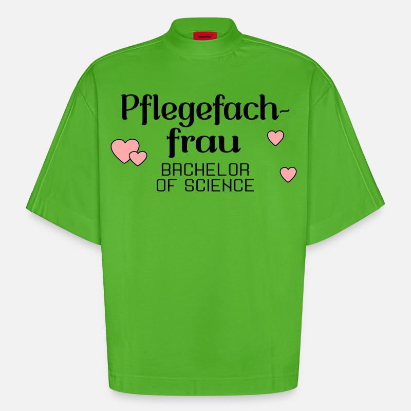 Bachelorstudium Pflege - Abschluss Pflegefachfrau - Heavyweight Oversized Organic Boxy T-Shirt Made in EU - Apple Neon