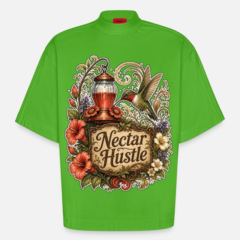 Nectar Hustle - T-shirt bio épais oversize Boxy fabriqué en UE - Apple Neon