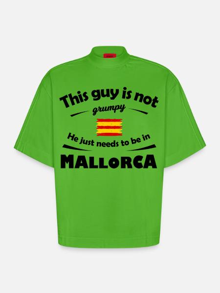 Brushed Spanish Mallorca Flag Stripes - Heavyweight Oversized Organic Boxy T-Shirt Made in EU - Apple Neon