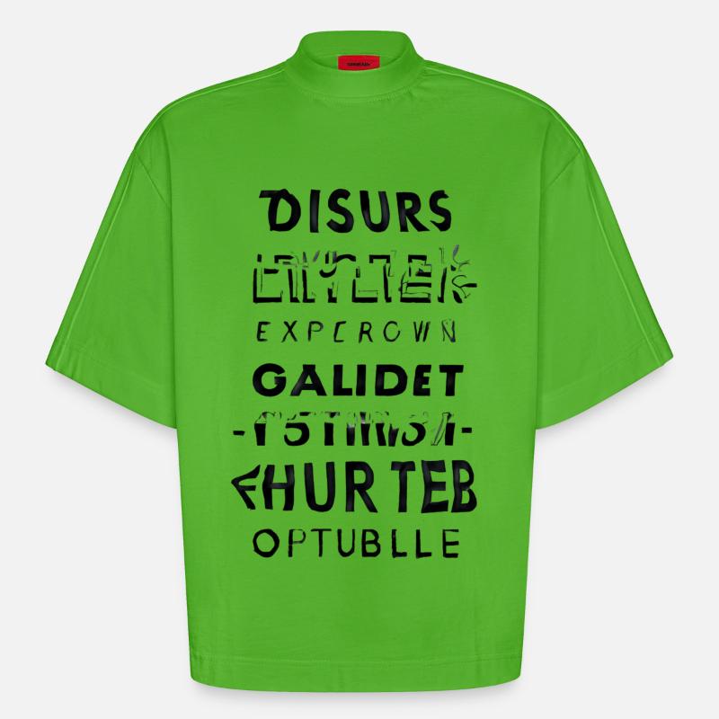 Cascade de texte buggé - T-shirt bio épais oversize Boxy fabriqué en UE - Apple Neon