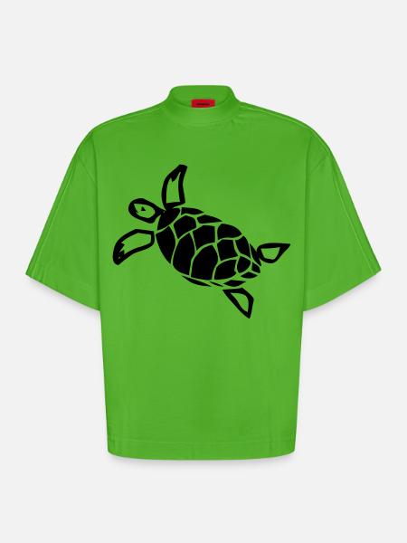 Schildkröte - Heavyweight Oversized Organic Boxy T-Shirt Made in EU - Apple Neon