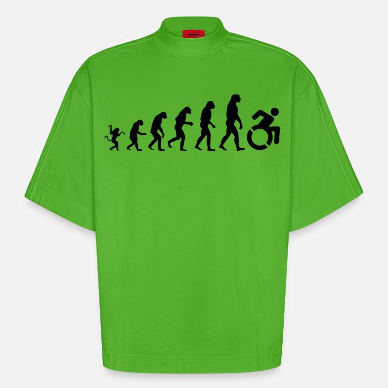 Evolution des Rollstuhls * - Heavyweight Oversized Organic Boxy T-Shirt Made in EU - Apple Neon