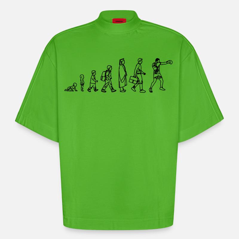 Évolution de la boxe - T-shirt bio épais oversize Boxy fabriqué en UE - Apple Neon