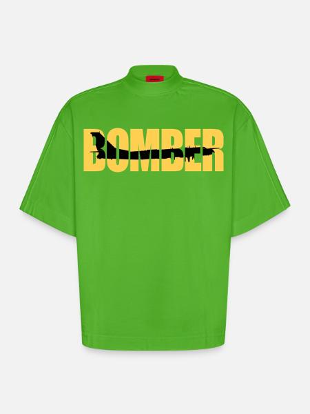 Bomber Tu-95 - Heavyweight Oversized Organic Boxy T-Shirt Made in EU - Apple Neon