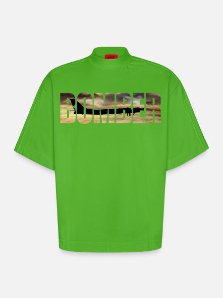 Bomber Tu-95 - Heavyweight Oversized Organic Boxy T-Shirt Made in EU - Apple Neon