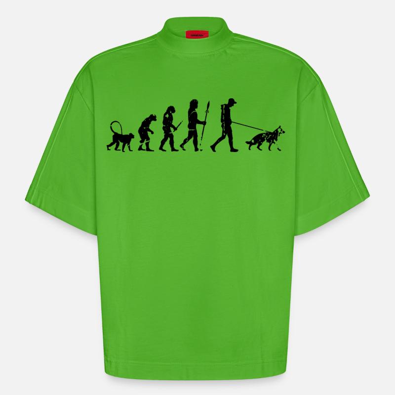 Deutscher Schäferhund Evolution - Heavyweight Oversized Organic Boxy T-Shirt Made in EU - Apple Neon