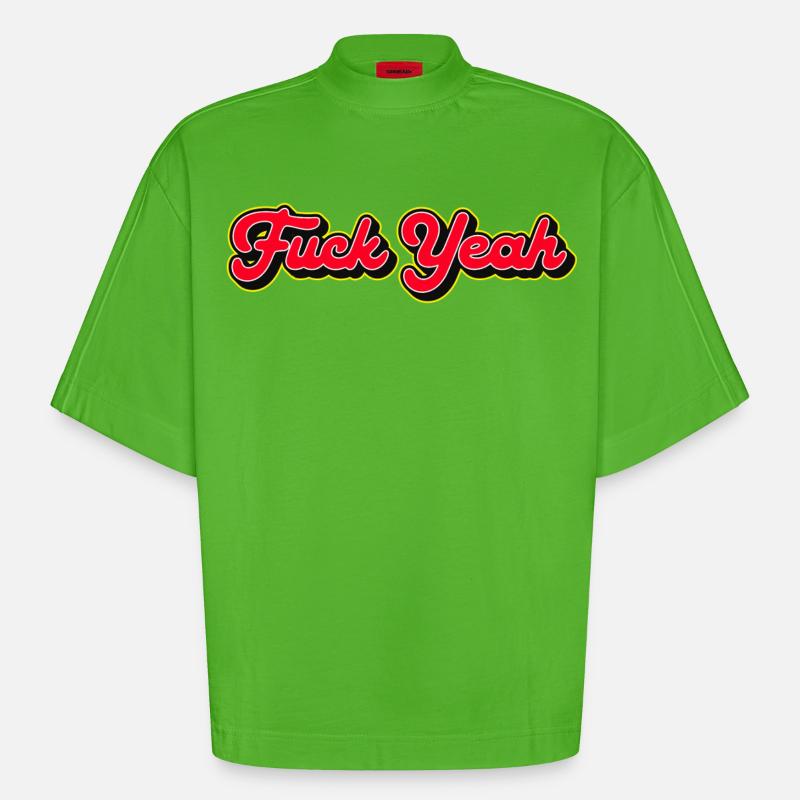 Verdammt ja, 3D Red Script - Heavyweight Oversized Organic Boxy T-Shirt Made in EU - Apple Neon