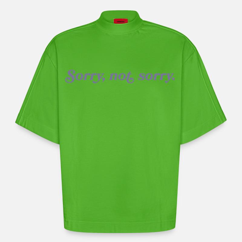 Désolé, pas désolé – Effronté et direct - T-shirt bio épais oversize Boxy fabriqué en UE - Apple Neon